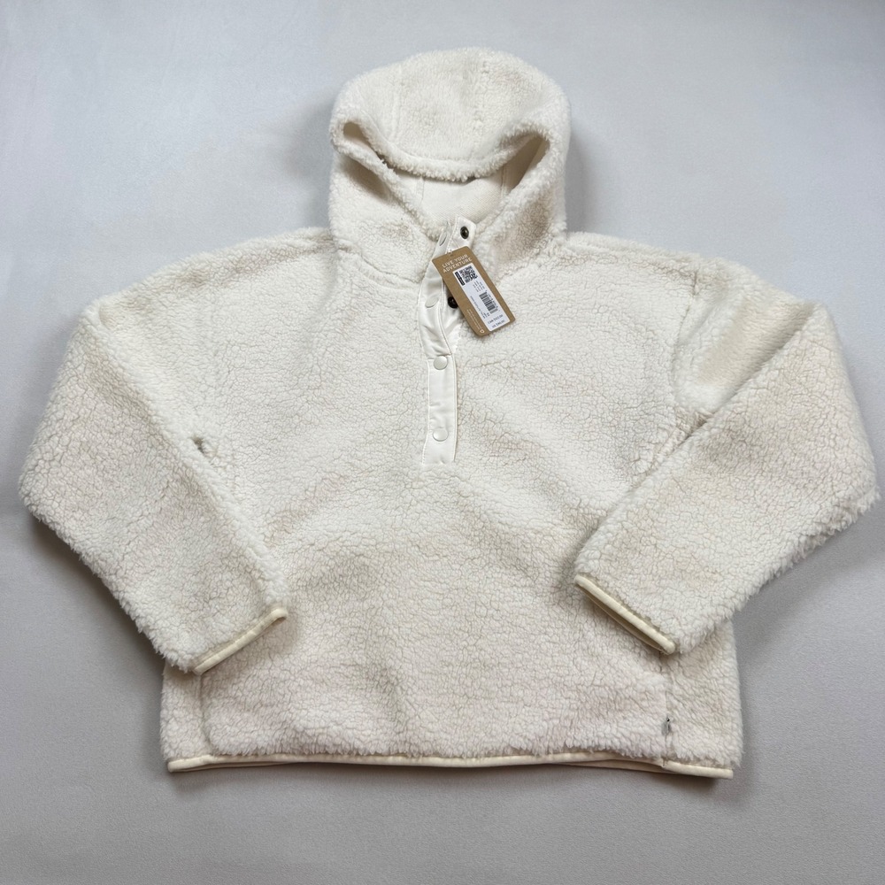 Eddie Bauer Chill Out Fleece Hoodie Ivory Sherpa Pullover XS NEW
